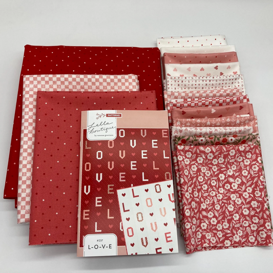 L-O-V-E Quilt Kit Featuring Love Blooms by Lella Boutique - Red Background