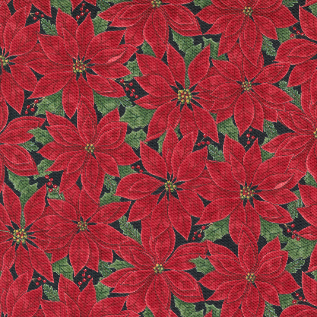 Home Sweet Holidays | Red and Black Poinsettia All Over Floral