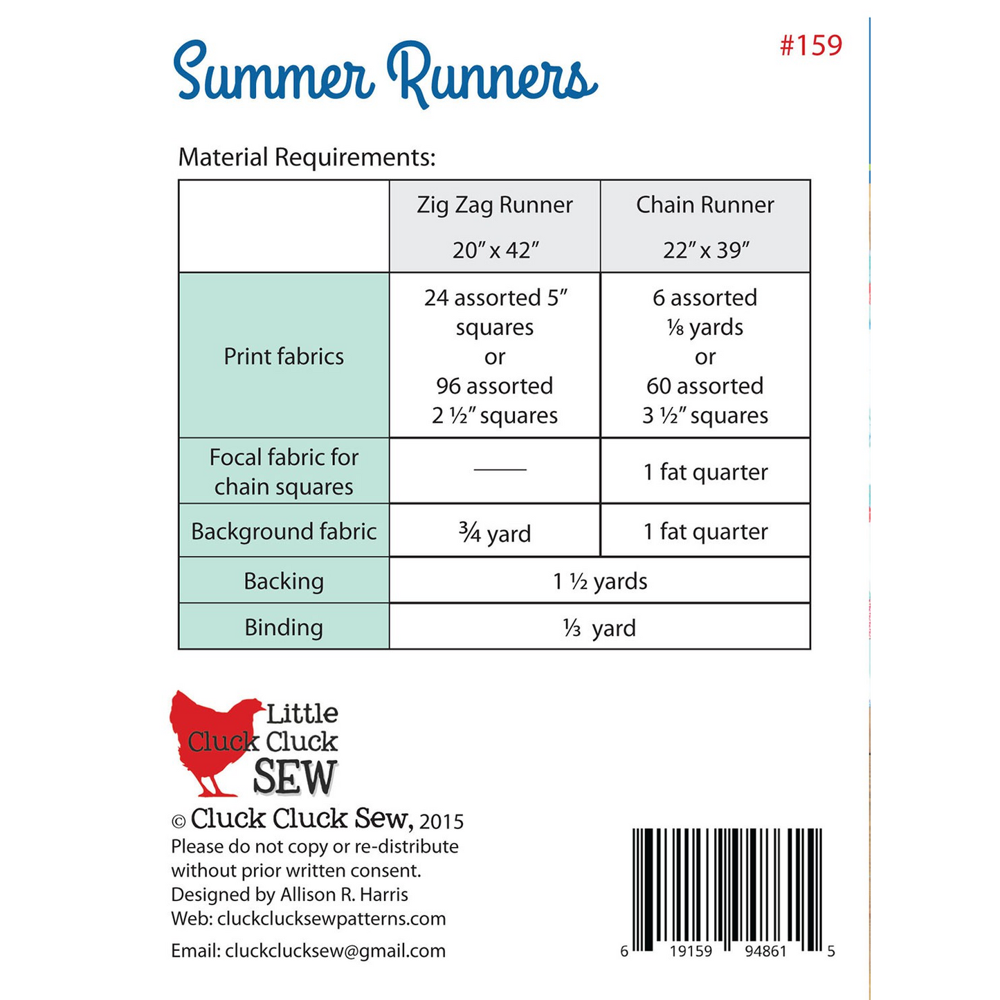 Summer Runners | Cluck Cluck Sew