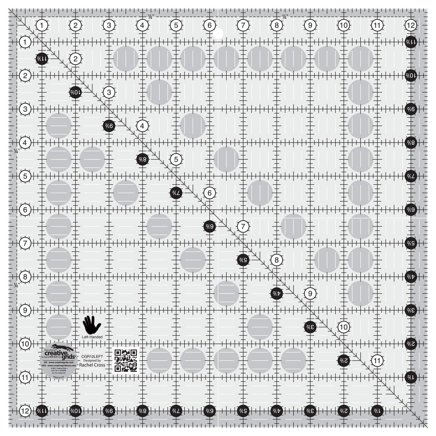 12.5" Square Left Handed Quilt Ruler | Creative Grids