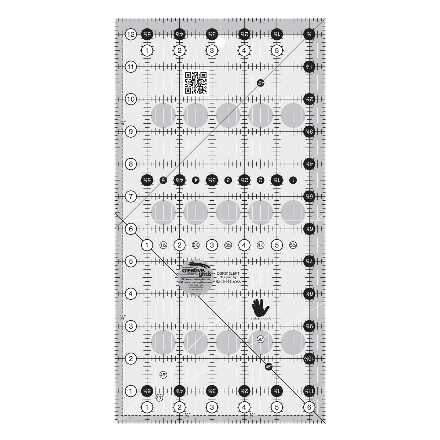 6.5" x 12.5" Left Handed Quilt Ruler | Creative Grids