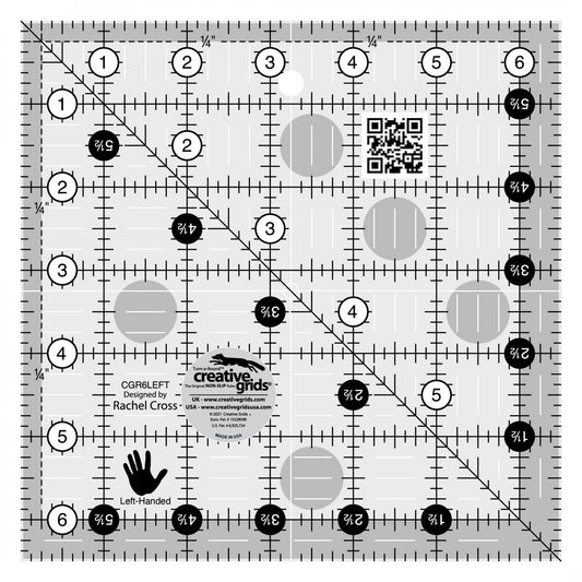 Left Handed Quilt Ruler 6-1/2in Square | Creative Grids